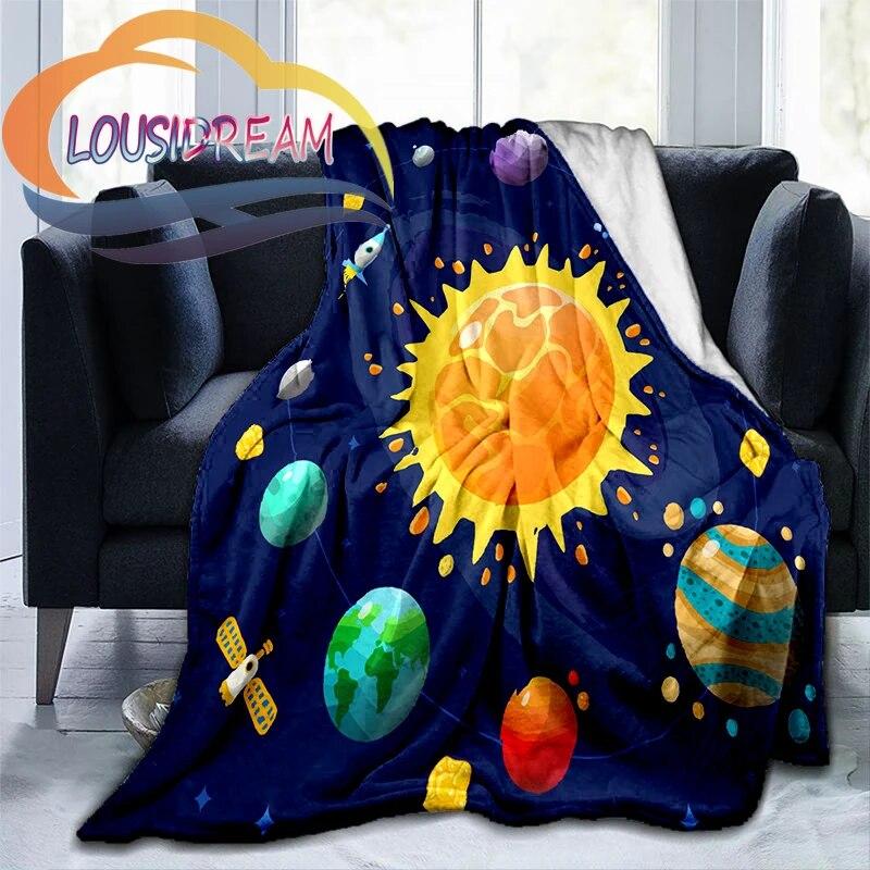 Space Universe Vector and The Sun  Many Planets In Galaxy Series Wool Blanket Cashmere  Fashion Flannel Blanke