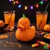 Einzigartiges Geschenk für Freunde Halloween Kürbis Ente Figur, 3D Gedruckt Niedlich Herbst Orange Retro Wohnaccessoires Statue, Herbst Erntedankfest Schreibtisch Ornament,