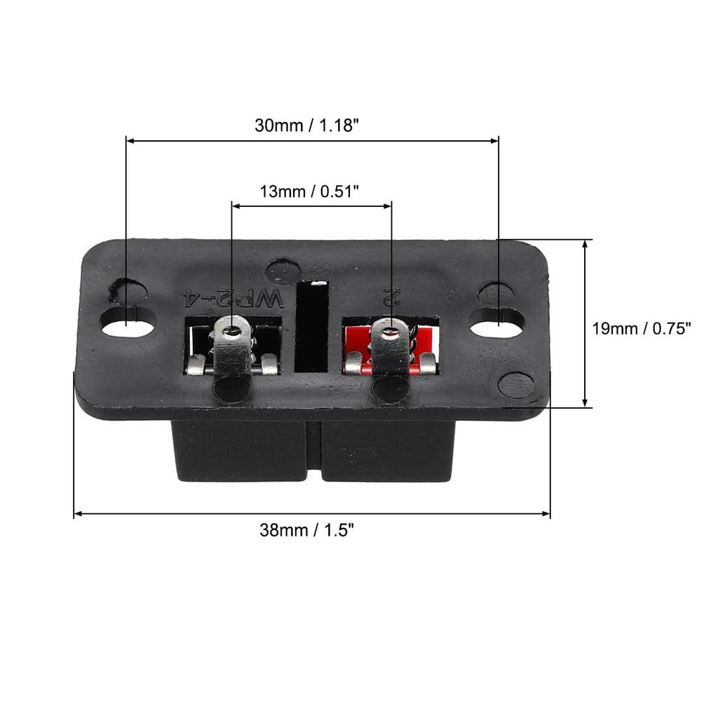 uxcell speaker terminal cable terminal strip 2-pole spring-loaded clips, push-release connectors, blocks, WP2-204, 6-pack.