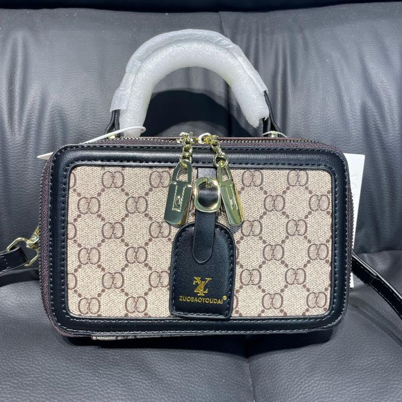 

New bag, high-end box, small square bag, niche printing crossbody retro old flower single shoulder