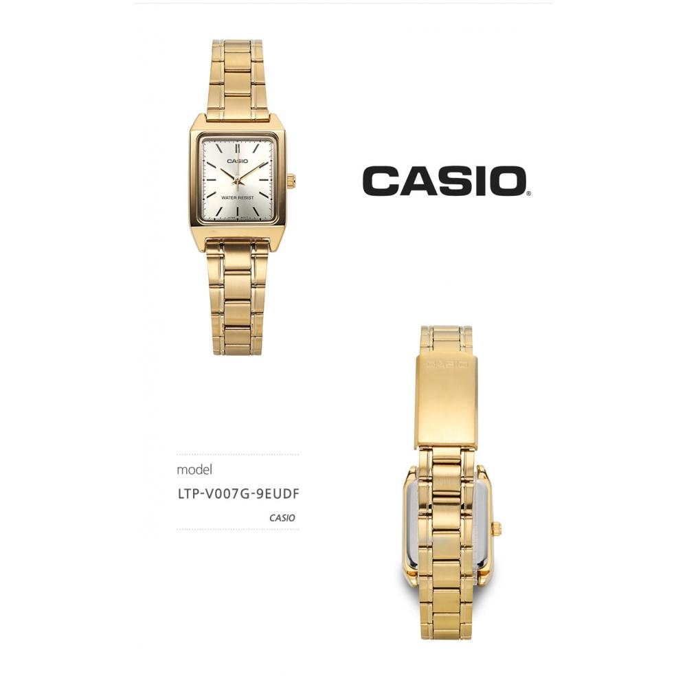 Casio Ltp V007g 9eudf  Ltp V007g 9e  Ceas Metalic Analog Pătrat Sat Studentesc Femei