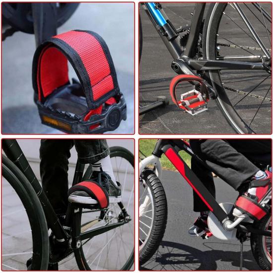1 Pair Bike Pedal Strap | Adjustable Bicycle Feet Strap - Anti-Slip Double Adhesive Toe Clips Straps Tape Heavy Duty Nylon Bicycle Footrest Strips