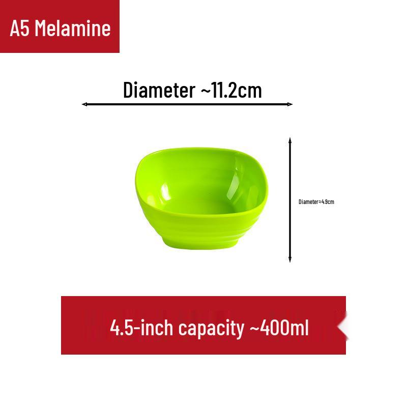 A5 Food-Grade Melamine Soup Bowl - Drop-Proof, Thickened, Imitation Porcelain, Colored Hot Pot Seasoning Bowl for Fast Food Restaurants.