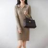 Women's Polo Neck Wool Sweater Dress - Slim Fit, Knee-Length, Ideal as Base Layer for Autumn/Winter Coats