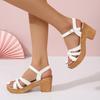 Women's Braided High Heels Sandals Summer Chunky Platform Gladiator Sandals Woman Ankle Straps Vacation Casual Beach Shoes