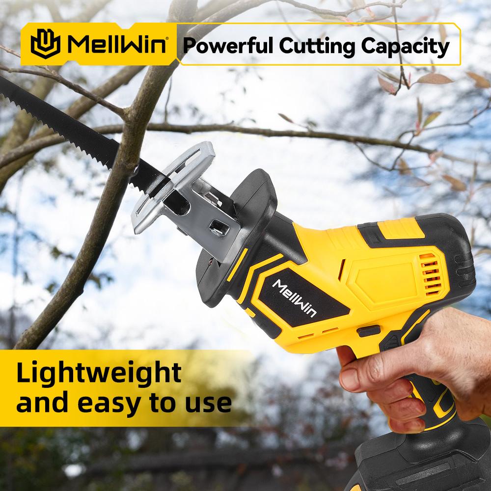 MELLWIN Brushless Electric Reciprocating Saw With 4Saw Blades Metal Wood Cordless Electric CutSaw Tool For Makita 18VBattery Pin