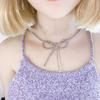 Trendy Bowknot Clavicle Chain Necklace Exquisite Beads Necklace Party Neck Jewelry Glaze Material Gift for Fashion Lover