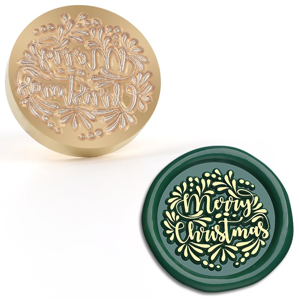 Christmas Collection Wax Seal Stamp, Brass Sealing Wax Stamp for Wedding Invitations, Christmas Cards, Envelopes & Party Decora