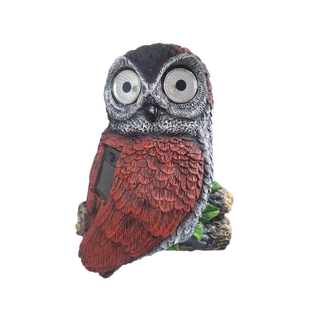 Wall-Mounted Solar Owl Ornament: Creative Outdoor Resin Craft for Courtyards