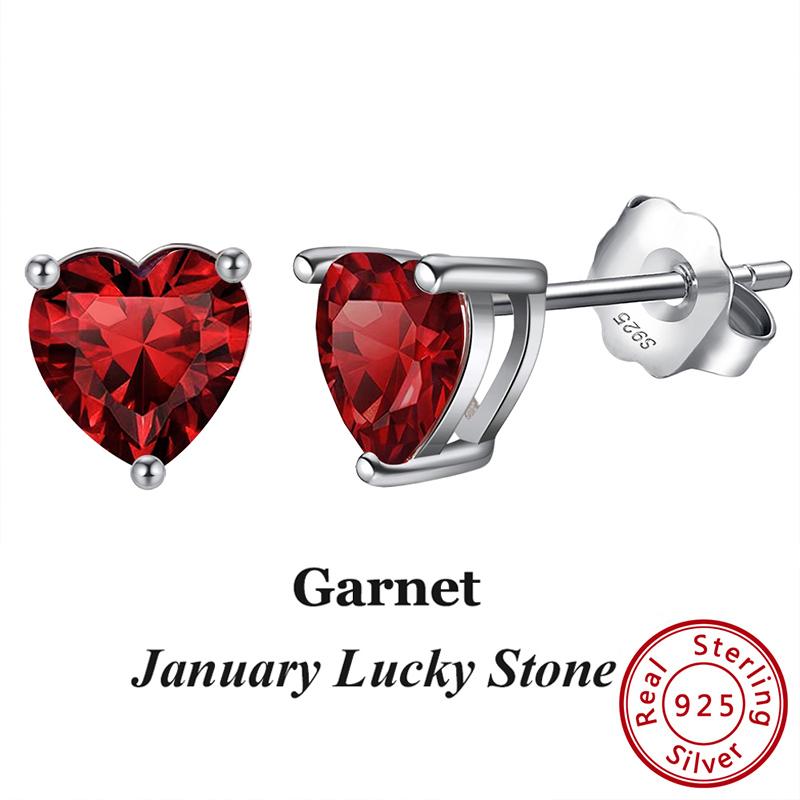 ORSA JEWELS 925 Sterling Silver Birthstone Stud Earrings for Women Sparkling Heart Cut CZ Small Earrings Birthday Gift APE32