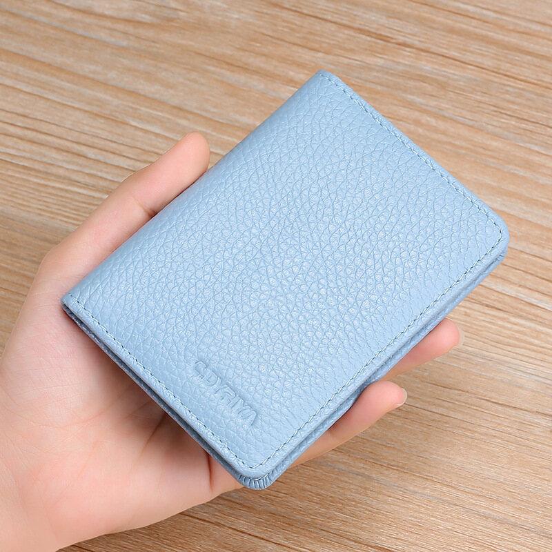 Durable Ultra-thin Men and Vertical ID Cards Cover Bank Card Driver's License Simplicity Business Card Holder Soft Light Blue