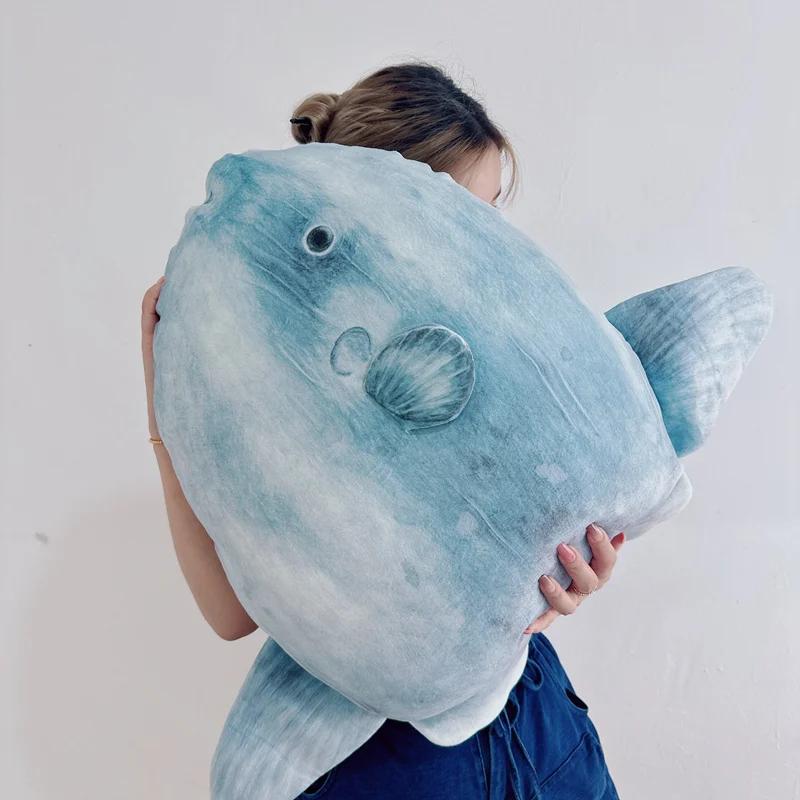 Niedlicher Sonnenfisch Plüschtier Kissen im japanischen Stil Gefüllt Weich Lebensecht 3D Gedruckt Ozean Sonnenfisch Wurf Kissen Kissen Heimdekoration