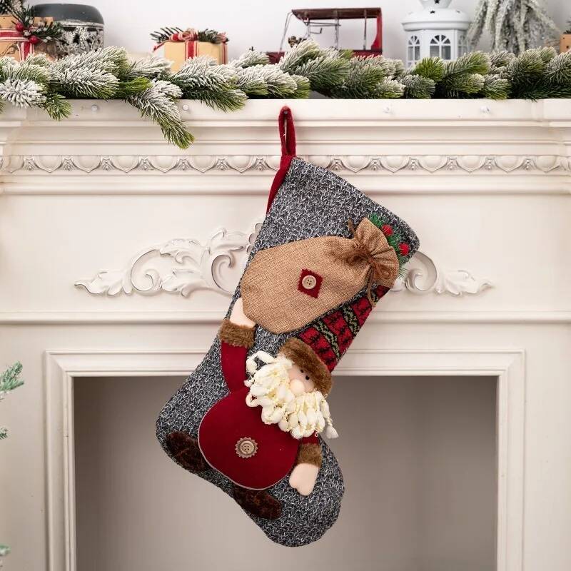 Large Christmas Stocking Cartoon Santa Claus Snowman Christmas Socks New Year Candy Gift Bags Christmas Tree Pendant Home Decor