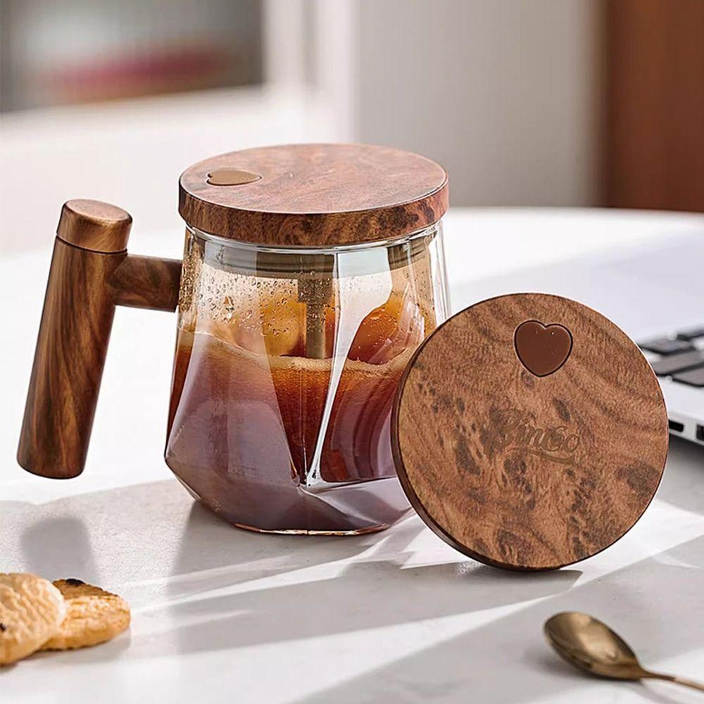 400ml Lightweight Electric Self Stirring Mug with Lid & Handle Glass Cup Home & Office Use