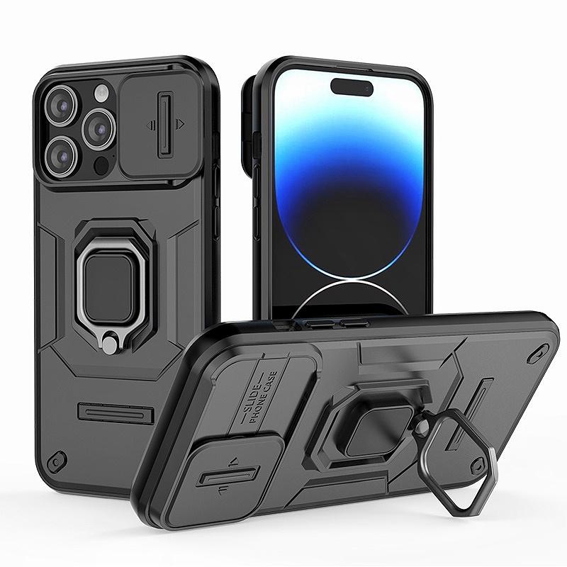 Shockproof Armor Slide Camera Case For iPhone 16 15 14 13 Pro Max Plus Cover Lens Protect Magnetic Ring Stand Holder Funda Coque