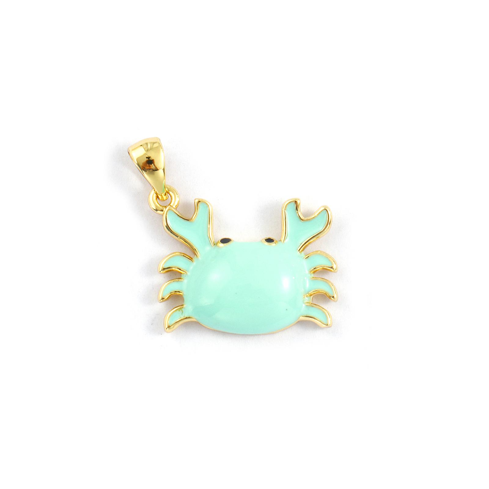 

2 PCs Brass Ocean Jewelry Pendants 18K Gold Plated Enamel Tropical Fish Crab Charms For DIY Necklace Keychains Making Findings