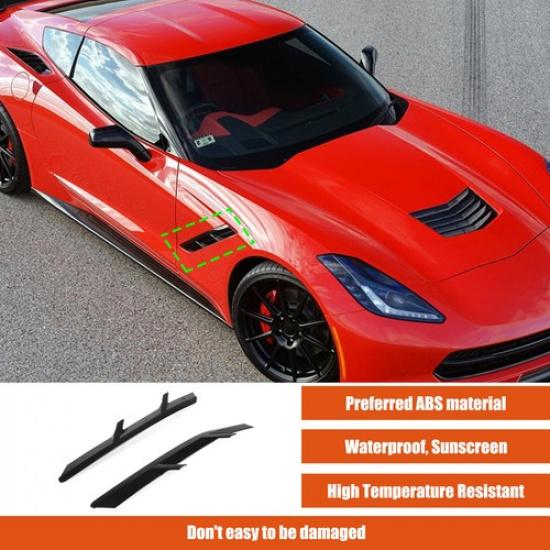 Glossy Black Fender Body Side Vent Trim Cover Fit For Corvette C7 2014-