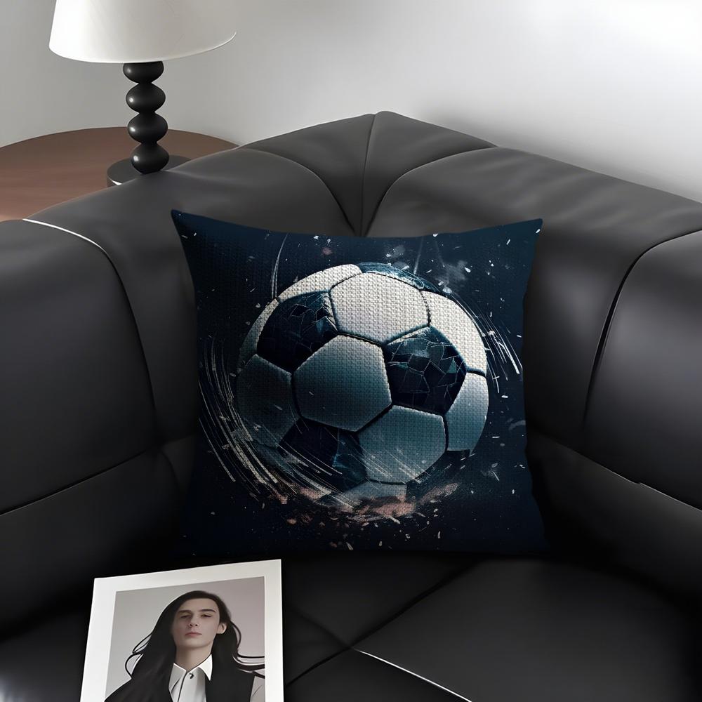 Football Sport Cushion Cover Natural Linen Organic Fabric DoubleSided Printing Sofa Home Decor Gift Pillow Case