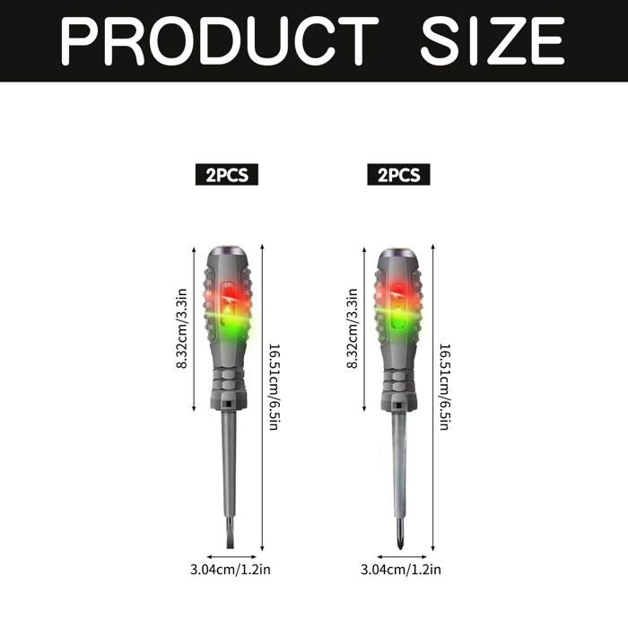 2-in-1 Electric Tester / Magnetic Screwdriver (pack 4) - Neon Voltage Tester Pen, Phillips and Slot Tips