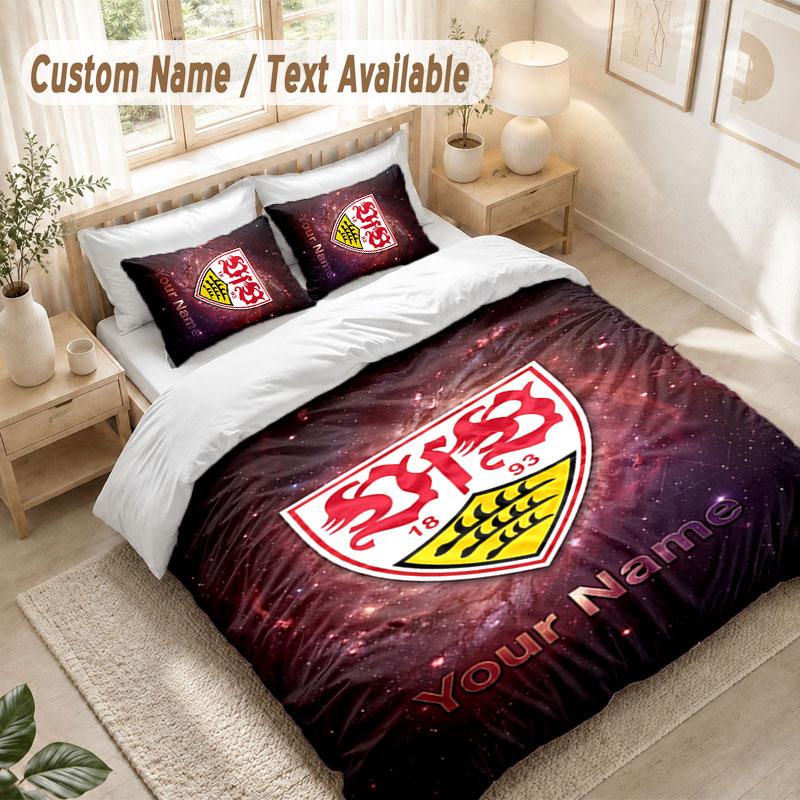 Custom Name Bedding Set 3 PiecesVfB Stuttgart FC Print Duvet Cover + 2 Pillowcases Soft Bed Decor