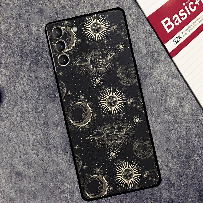 Suns Moons Clouds Astrological Case For Samsung Galaxy S24 S23 S22 S21 Ultra Plus Note 10 Note 20 S8 S9 S10 S20 FE Cover