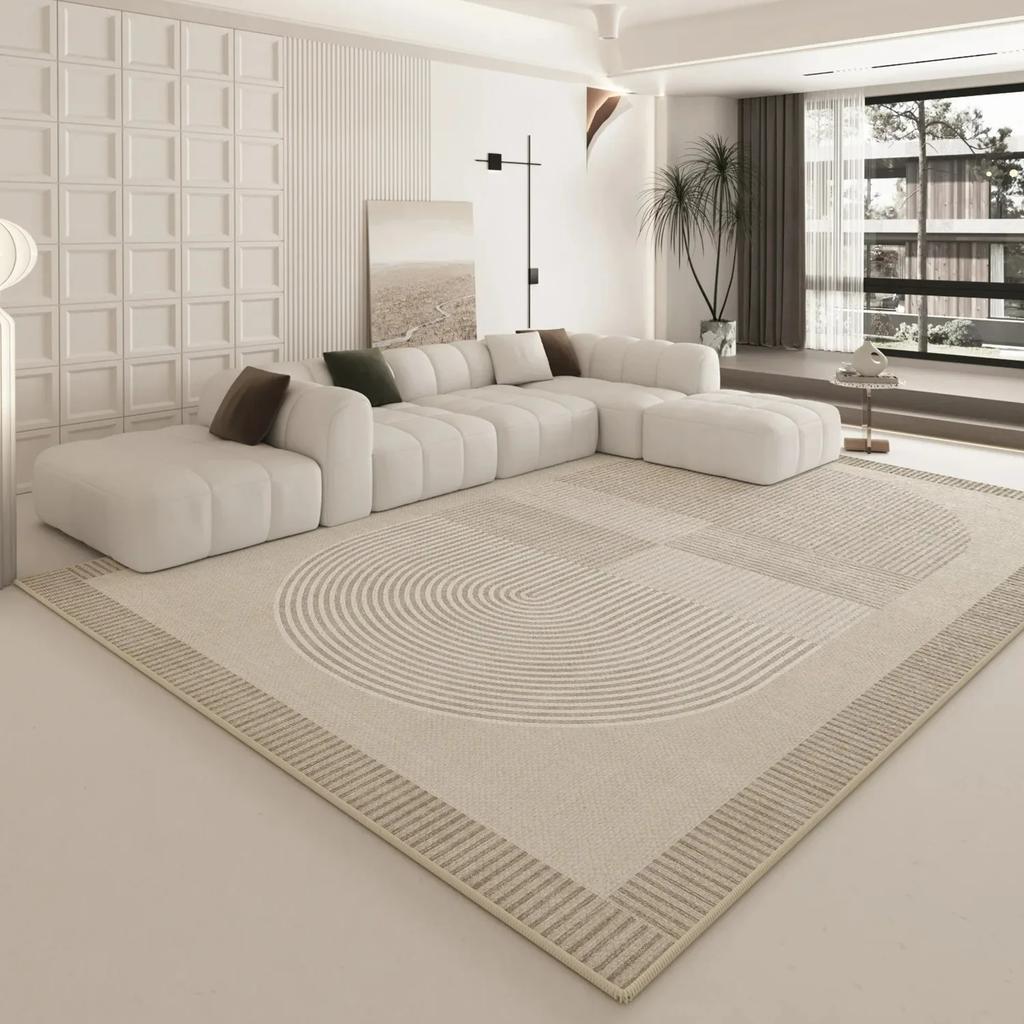 Alfombra Geométrica Beige con Patrón Abstracto Moderno Minimalista Elegante Decoración para el Hogar para Sala de Estar Alfombra Interior Antideslizante