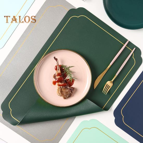 Rectangle Faux Leather Placemat Modern Waterproof Heat-Resistant Non-slip Heat Insulation Dishwasher Safe Dining Table Protection Decoration