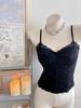 Women's Fleece Lined Lace Camisole Corset Top Built In Padded Bra Slim Spaghetti Strap Warm Fall Tank Top