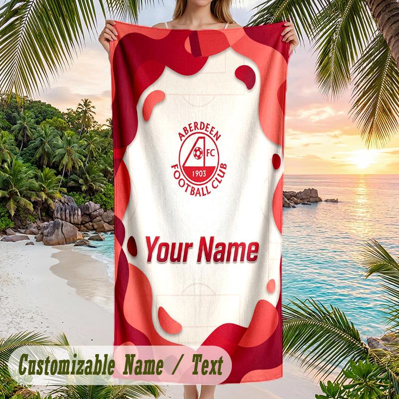 Beach Towel Aberdeen FC Print Custom Name Text Soft Towel for Swimming Pool