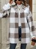 Women's Long Fleece Sweater New Style European and American Jacket Loose Plaid Wool Cardigan Fashion