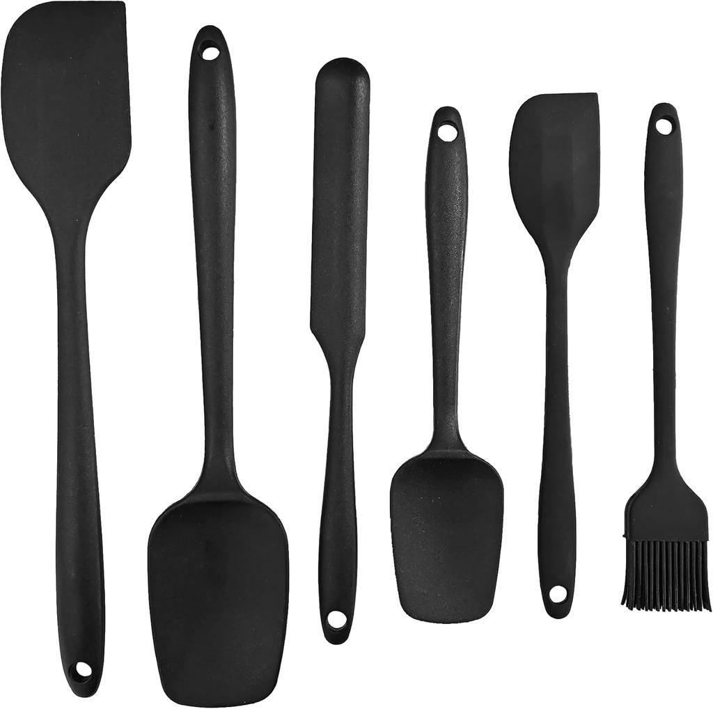 6 Pieces Silicone Spatula Set, Rubber Spatulas Silicone Heat Resistant Spatula Set for Kitchen Use, Food Grade Rubber Spatula with Ergonomic Grip,