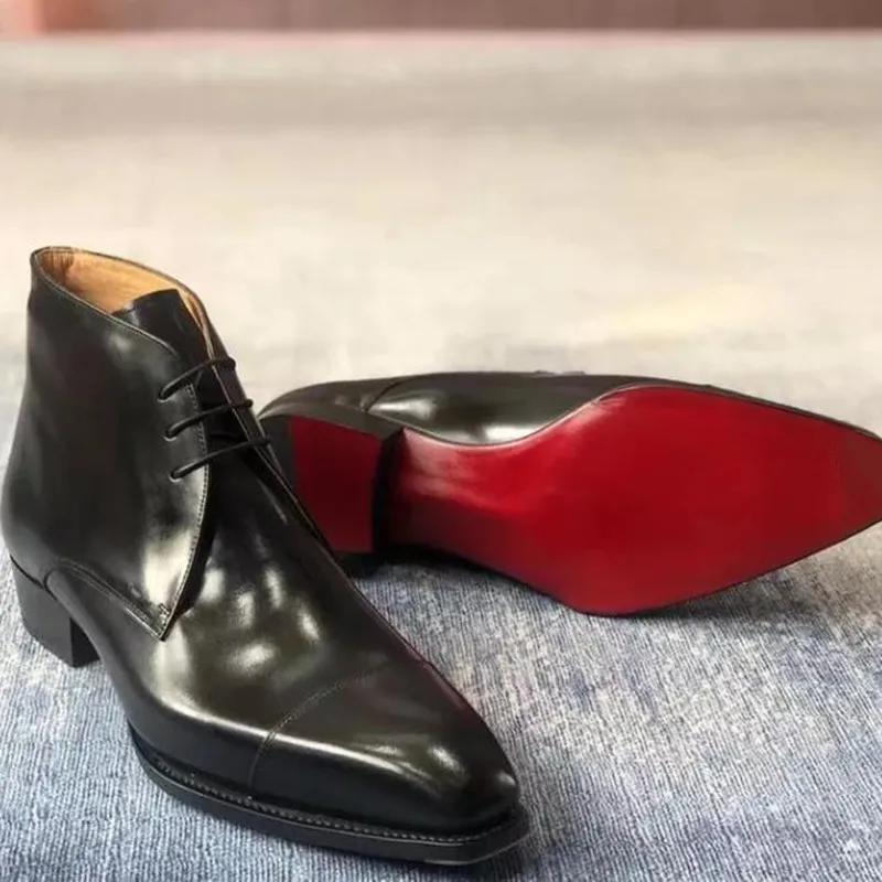 

Лоферы для мужчин Красная подошва Броги Круглый носок Шнуровка Искусственная кожа Вечерние свадебные туфли Мужская обувь 48