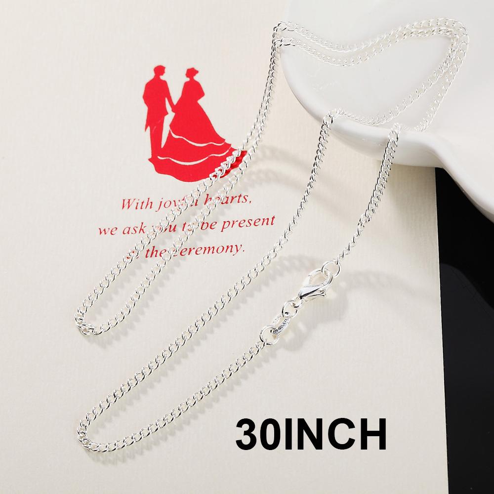 

16-30inch Thin Real 925 Sterling Silver 2mm side chain Necklace Women Girls Kids Children 40-75cm Jewelry kolye collares collier