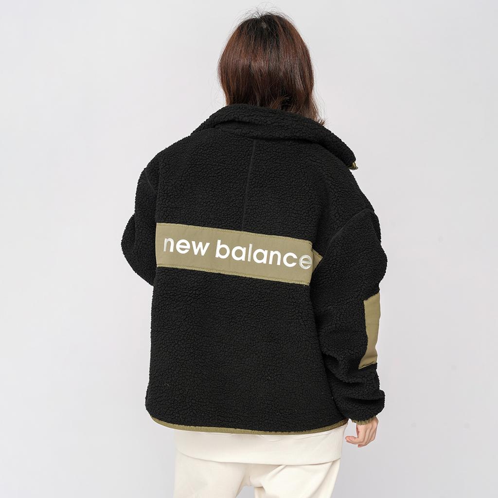 (WMNS) New Balance Splicing Retro Stand Collar Knit lamb's wool Short Jacket Black Women's AWJ13326-BK