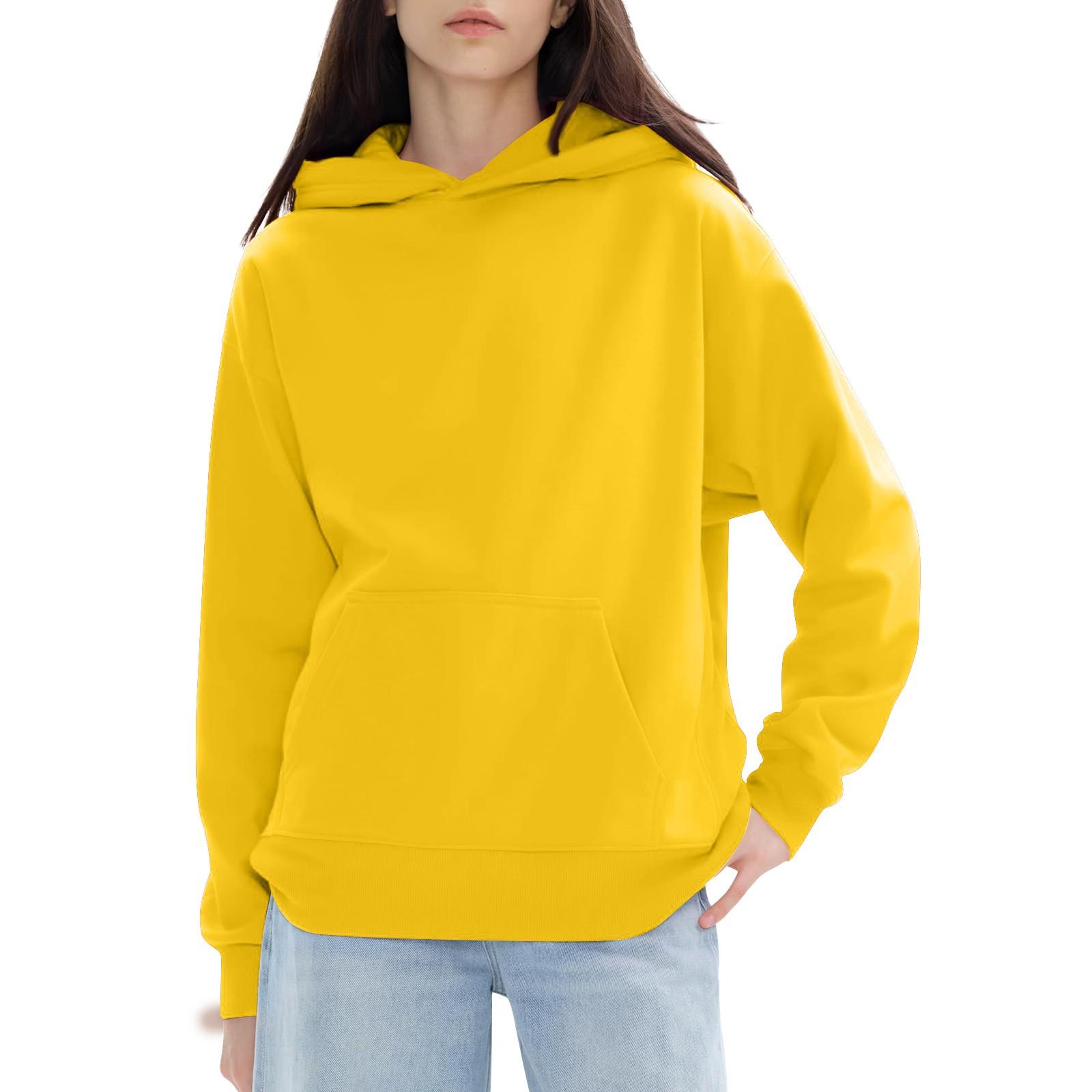 

Женские модные повседневные универсальные повседневные толстовки с круглым вырезом, однотонные топы с длинными рукавами L жёлтый