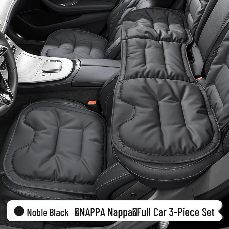 Luxury Nappa Leather Non-Slip Car Seat Cushions for Five-Seater - Thickened Design for Front and Rear Seats