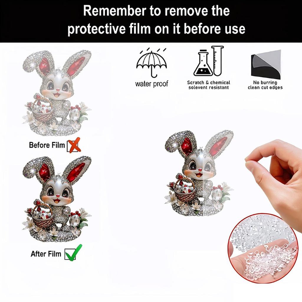 3 Pieces Flat Acrylic Easters Rabbit Pendant Charm for Festival Hanging Bunnys Car Keychains Backpack Keyring Accessory