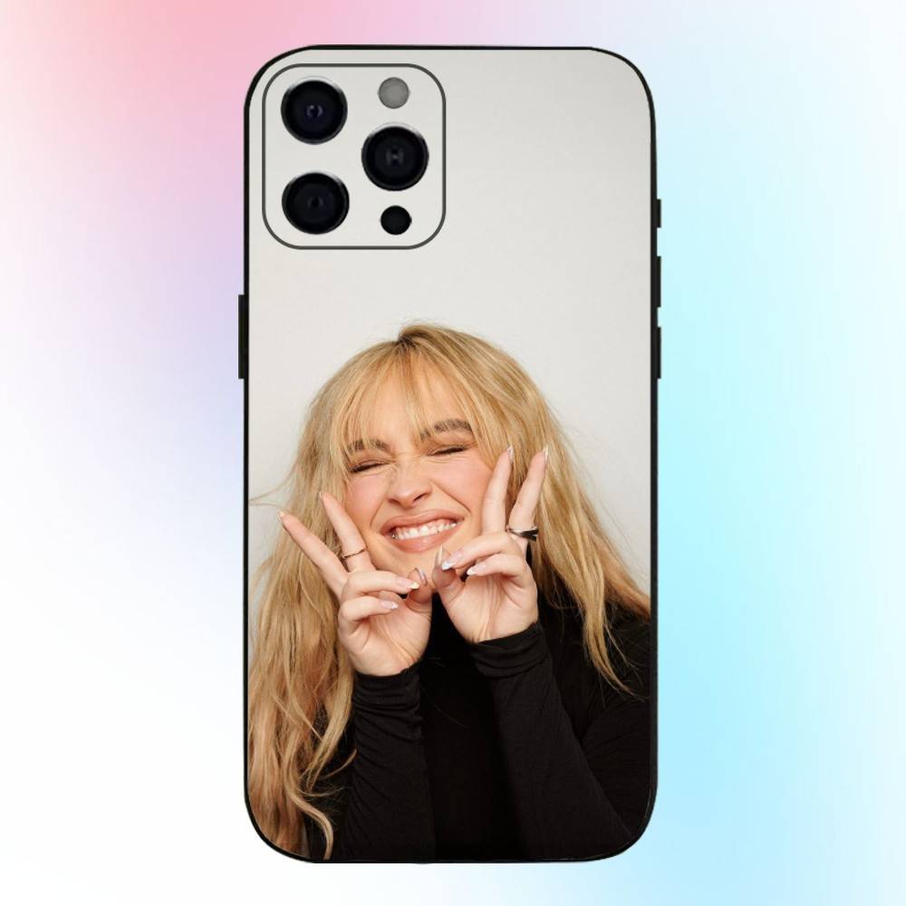 Sabrina Caprenter Phone Case For iPhone17,16,15,14,13,12,11 Plus,Pro Max Soft Black Cover