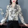 Women's Autumn High-End French Silk Print Blouse - Chic & Unique