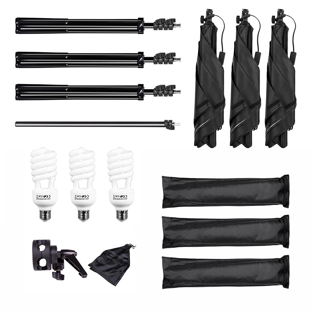 Studio Photography Light Kit Softbox Lighting Set with 45W LED Light Bulb * 3 50x70cm Softbox * 3