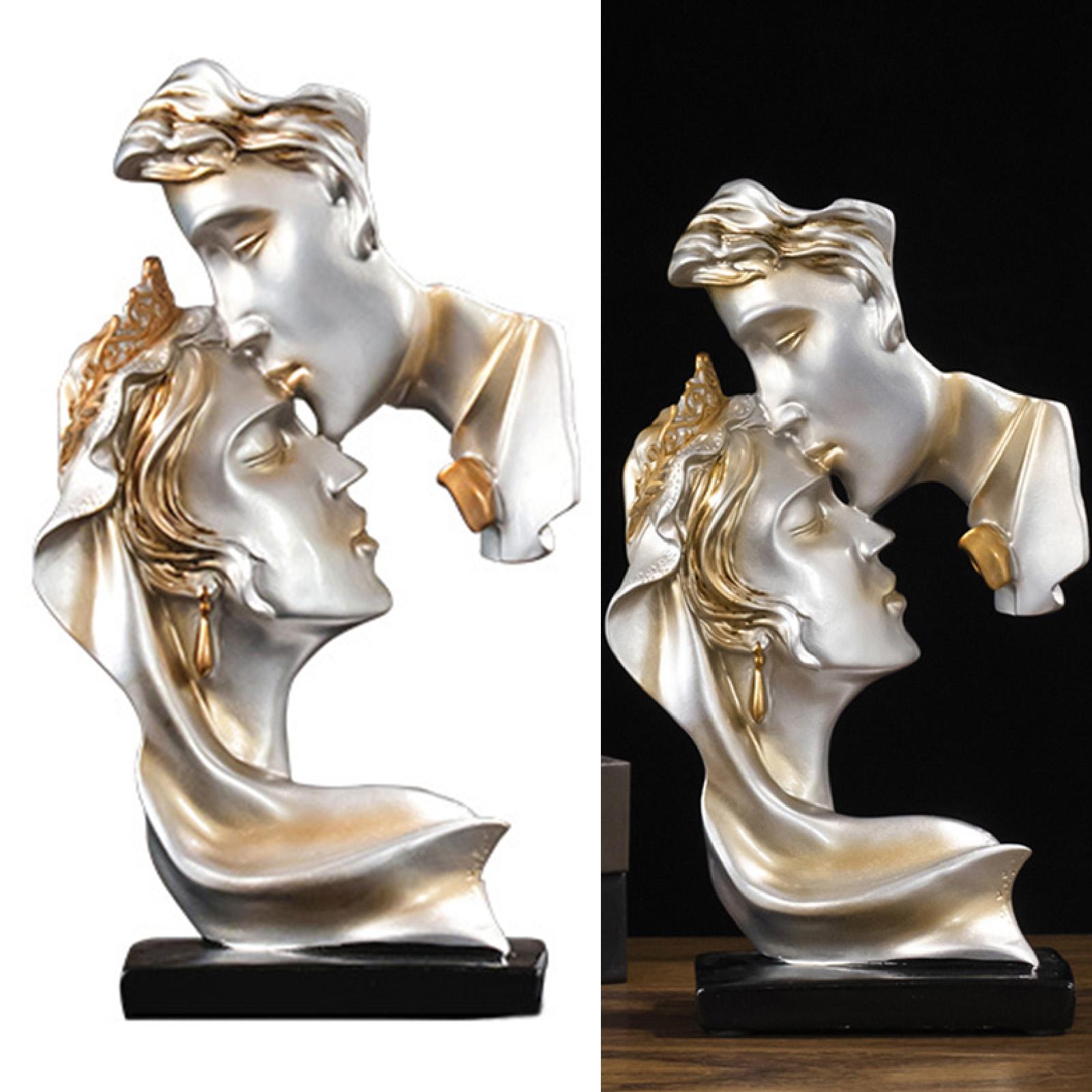 

Скульптура «Поцелуй пары», изысканная декоративная фигурка из смолы для целующихся влюбленных, домашний декор, серый цвет серый