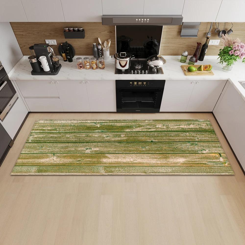 Wood Plank Stripe Color Pattern Home Kitchen Floor Mat Door Front Decoration Floor Mat
