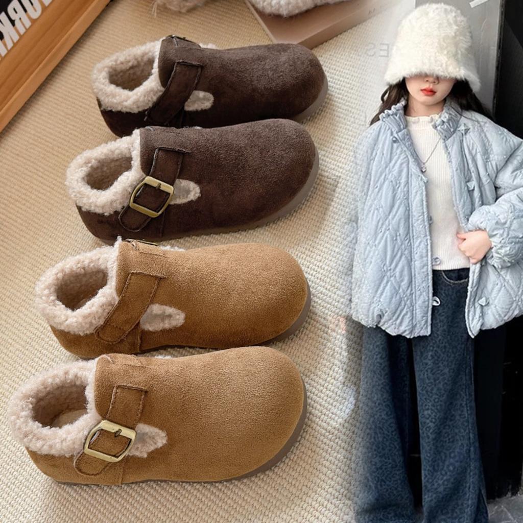 Children's Shoes with Plush Insulation, Autumn and Winter Women's Shoes, Boys' Winter Hairy Shoes, Versatile Baby Cotton Shoes