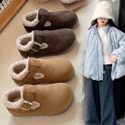 Scarpe da bambino con isolamento in peluche, Scarpe da donna autunnali e invernali, Scarpe invernali pelose da ragazzo, Scarpe versatili in cotone per bambini