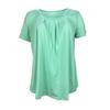 T-shirt d'été à manches courtes pour femmes, plissé, à col carré, grande taille, couleur unie, haut ample, mode élégante pour le bureau, décontracté simple
