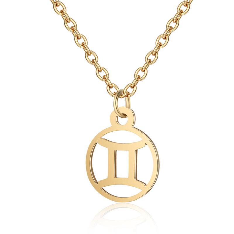 Simple Round 12 Zodiac Sign Necklaces for Men Women Classic Virgo Leo Libra Scorpio Sagittarius Pendant Necklace Birthday Gift