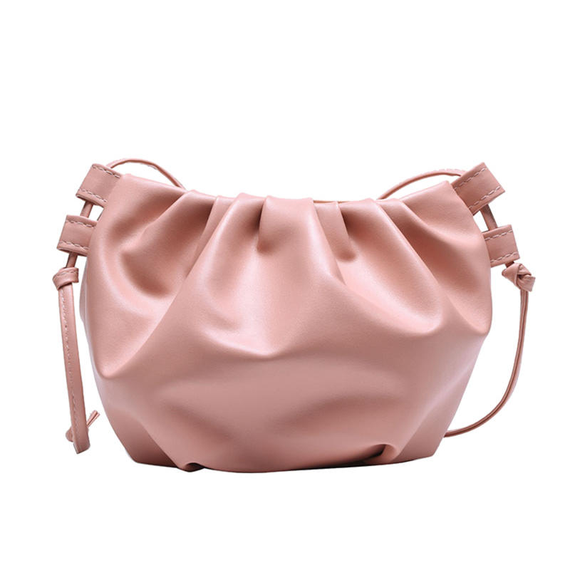 Women s Fashion Cloud Shape Evening Bag Niche Design Solid Color Leather Shoulder Messenger Bag One Size розовый