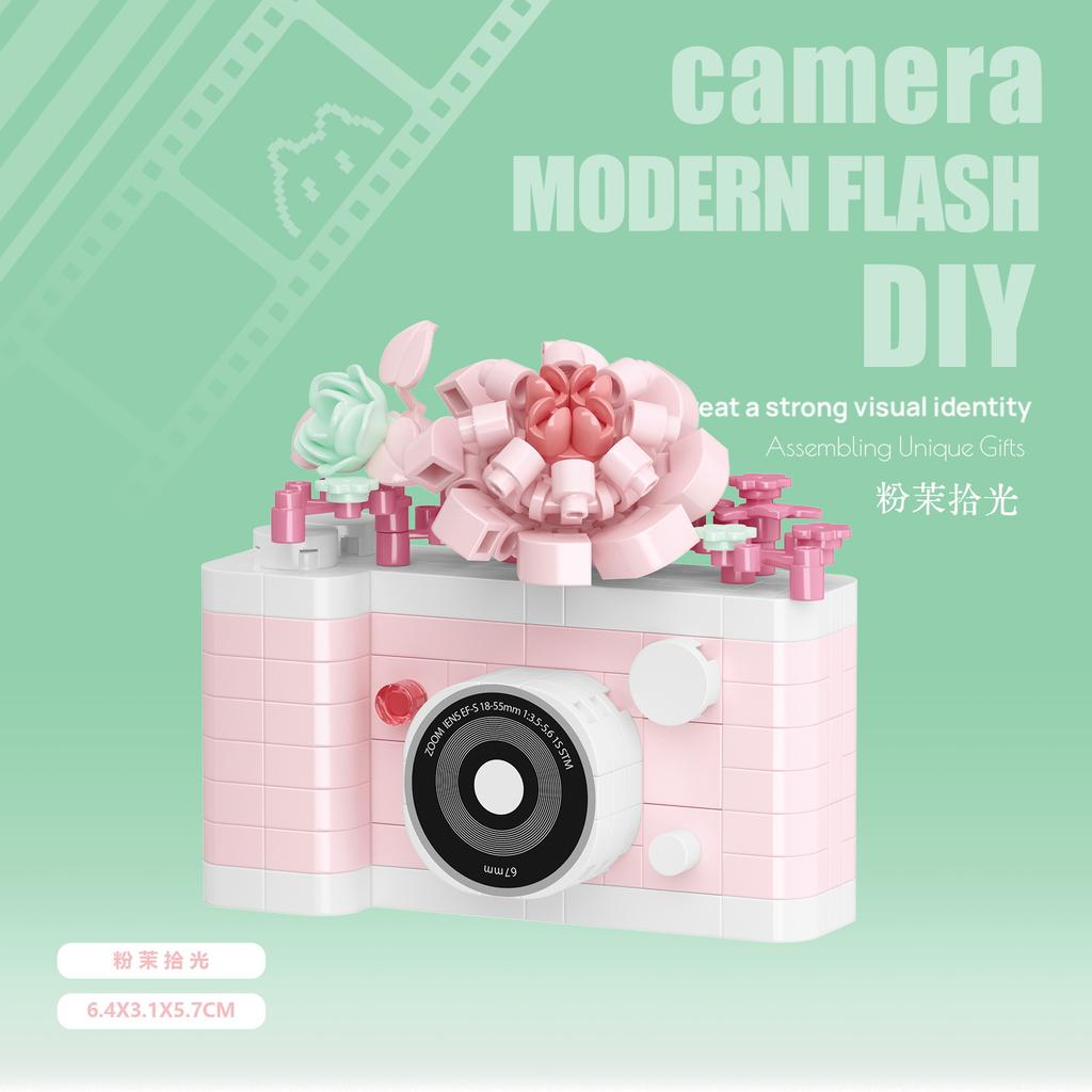 Creative Camera&Flowers Building Blocks DIY Toys Small Particle Bricks Assembly Puzzle Toys For Kids Gifts Sets
