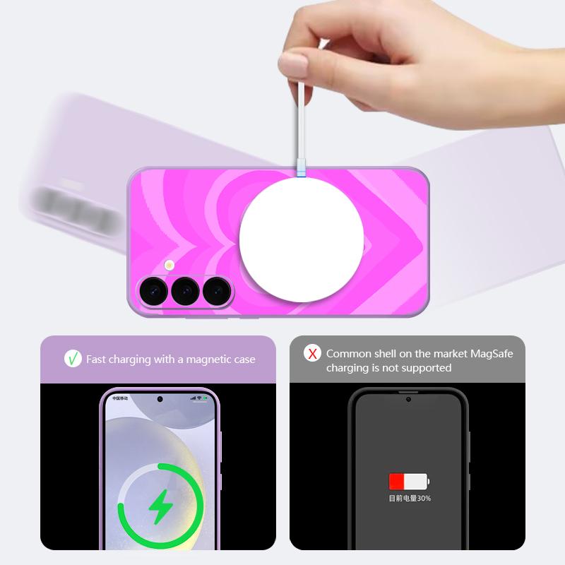 Love Heart Print Magnetic Phone Case For Samsung Galaxy S26 S25 S24 Ultra S23 S24 S25 FE S22 Plus For Magsafe Soft TPU Cover