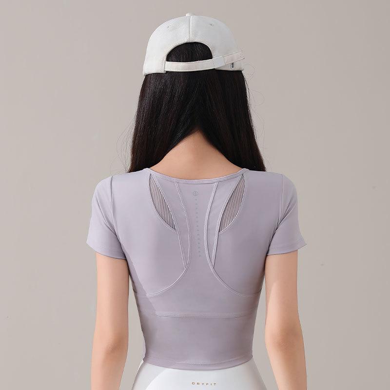 Women's Summer 2025 Tennis & Badminton Fitness Set: Yoga Short Sleeve, Running Skirt, & Chest Pad